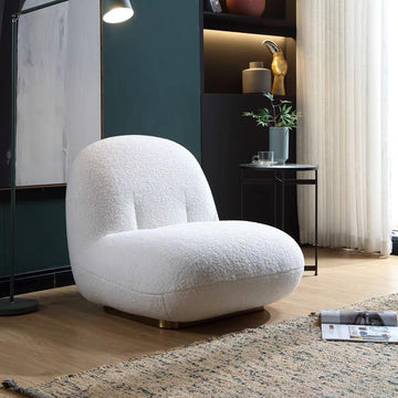 Fauteuil Fauteuil LOVING – Métal Gold & Doudou Blanc – 70x100x70 cm