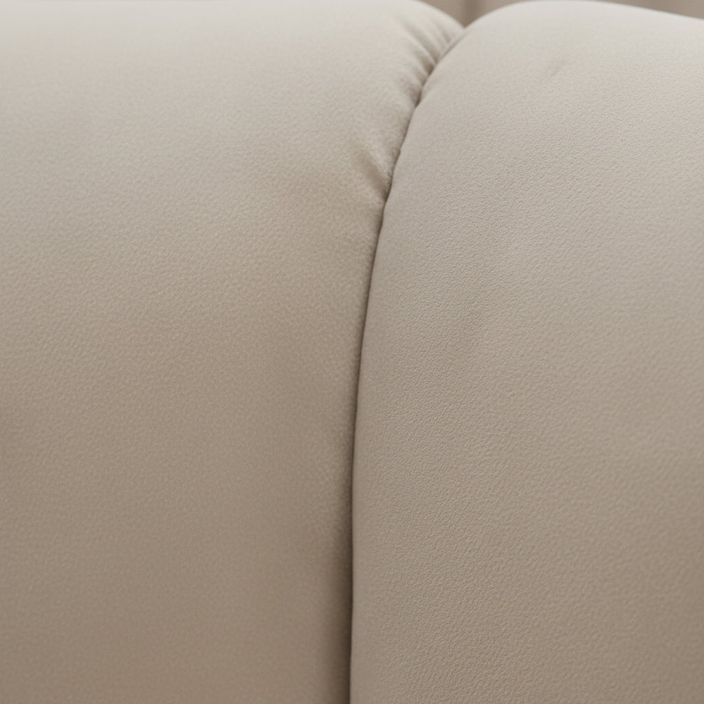 Ensemble fauteuil rond pivotant et pouf velours beige PERLE