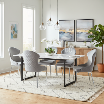Lot 2 Chaises Salle à Manger Hilton Velours Gris Pieds Chrome