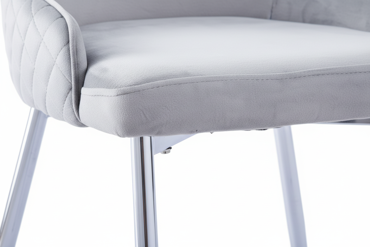 Lot 2 Chaises Salle à Manger Hilton Velours Gris Pieds Chrome