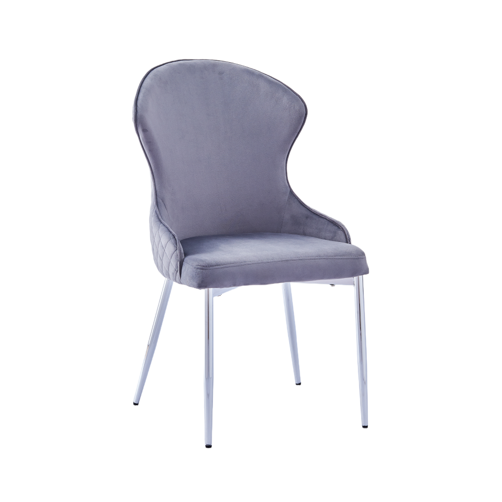 Lot 2 Chaises Salle à Manger Hilton Velours Anthracite Pieds Chrome