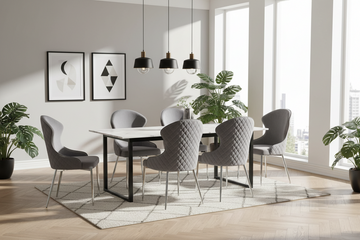 Lot 2 Chaises Salle à Manger Hilton Velours Anthracite Pieds Chrome
