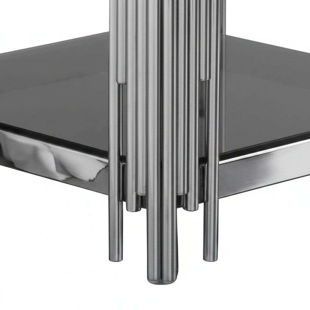 Table appoint guéridon double plateau chromé
