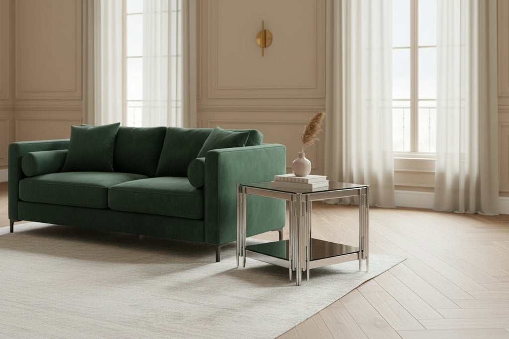 Table appoint guéridon double plateau chromé