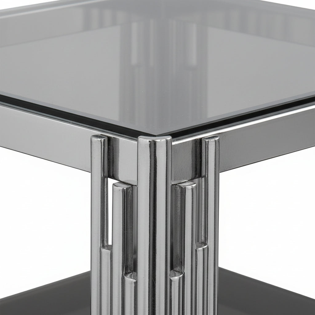 Table appoint guéridon double plateau chromé