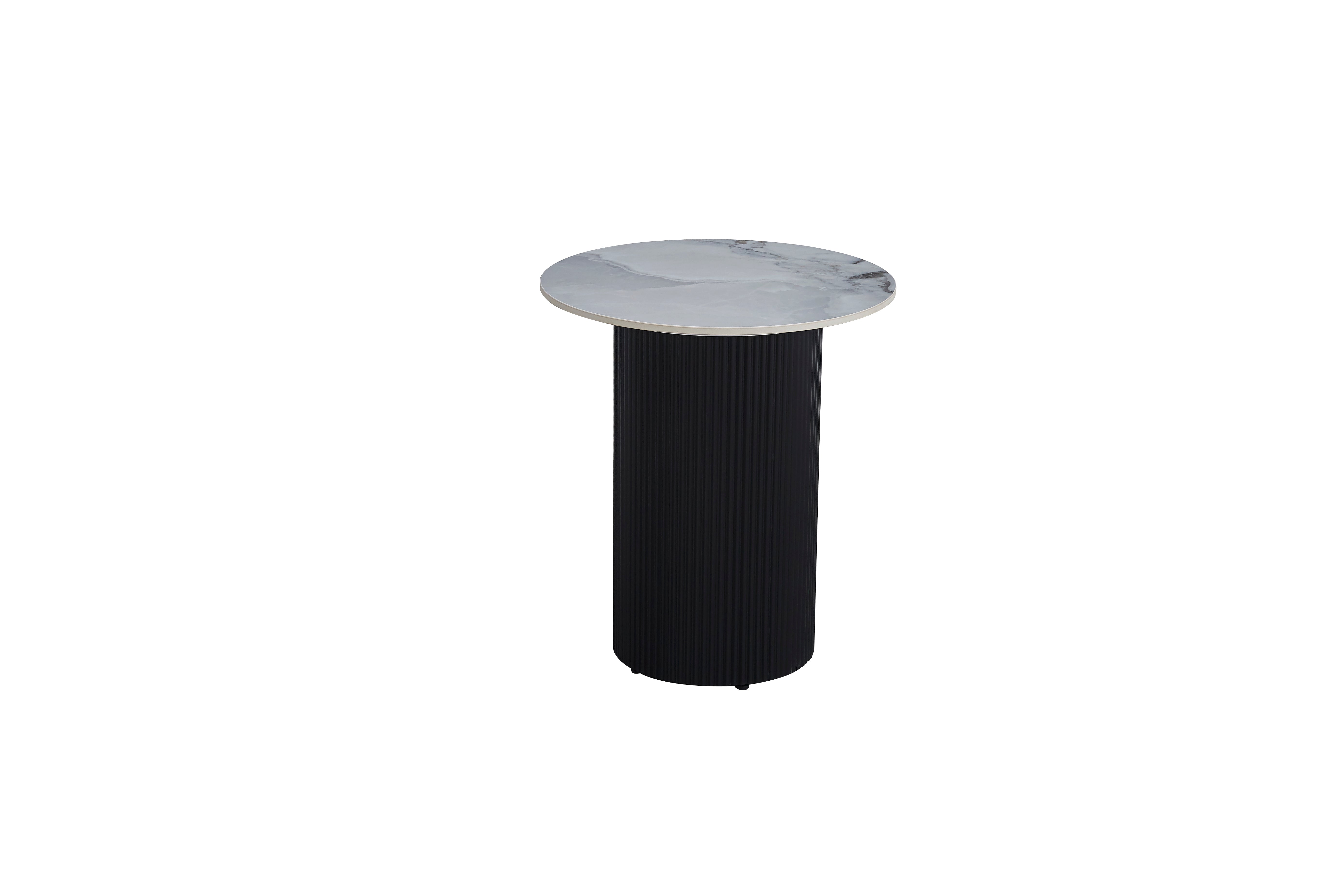 Guéridon VALMY Pieds Noirs & Plateau Céramique Ø50 cm #couleur_marbre_gris