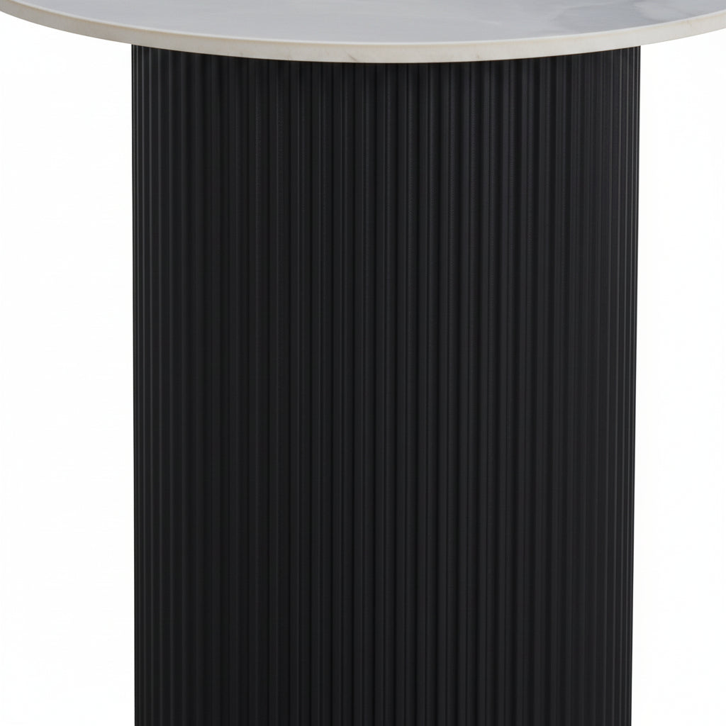 Guéridon VALMY Pieds Noirs & Plateau Céramique Ø50 cm