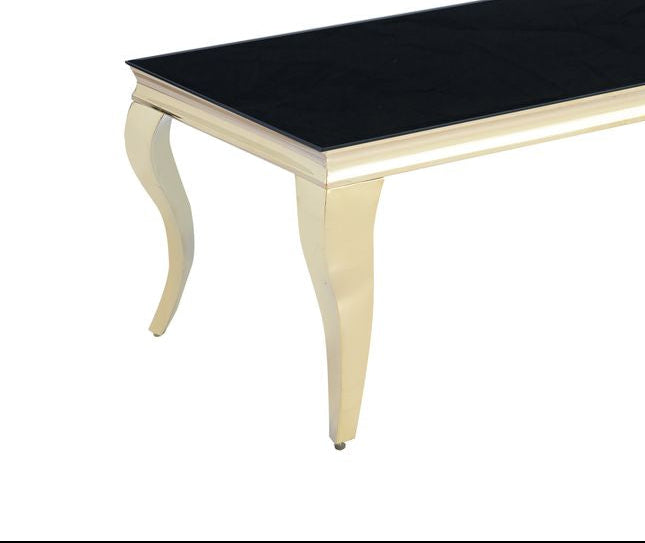 Table basse BAROQUE Gold 120x60x45 cm – Plateau Noir