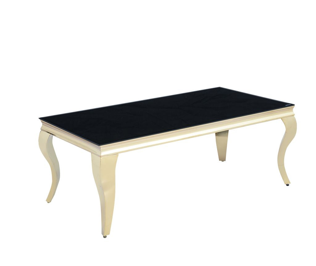 Table basse BAROQUE Gold 120x60x45 cm – Plateau Noir