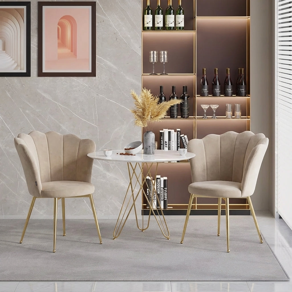 Lot de 2 chaises NYMPHEA pieds Gold assise Velours Moka
