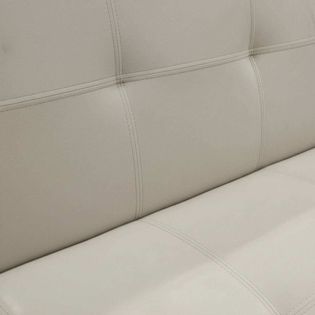 Banquette convertible clic-clac velours écru pieds chromés 180cm