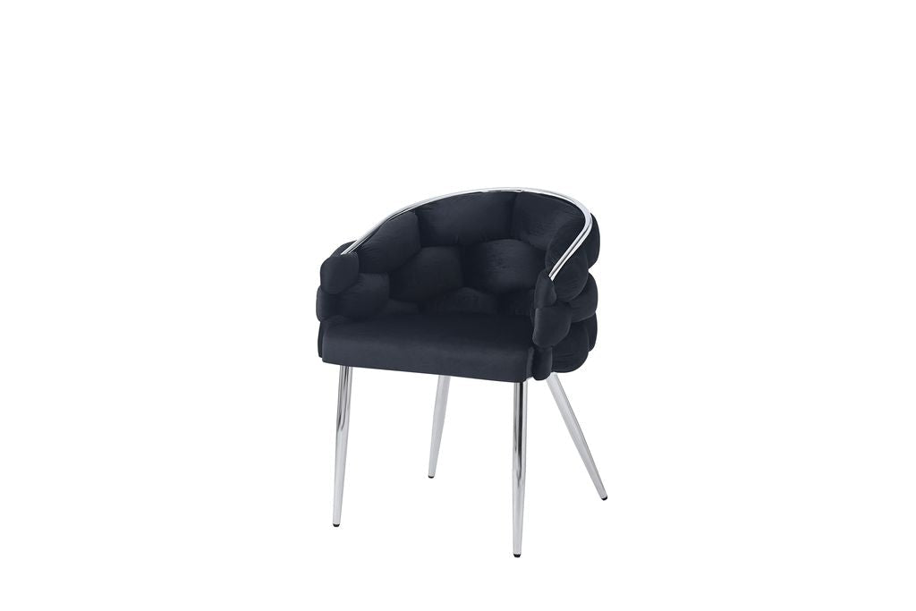 Lot de 2 chaises BALLON pieds chrome assise en Velours Noir