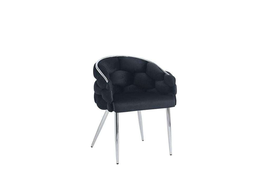 Lot de 2 chaises BALLON pieds chrome assise en Velours Noir