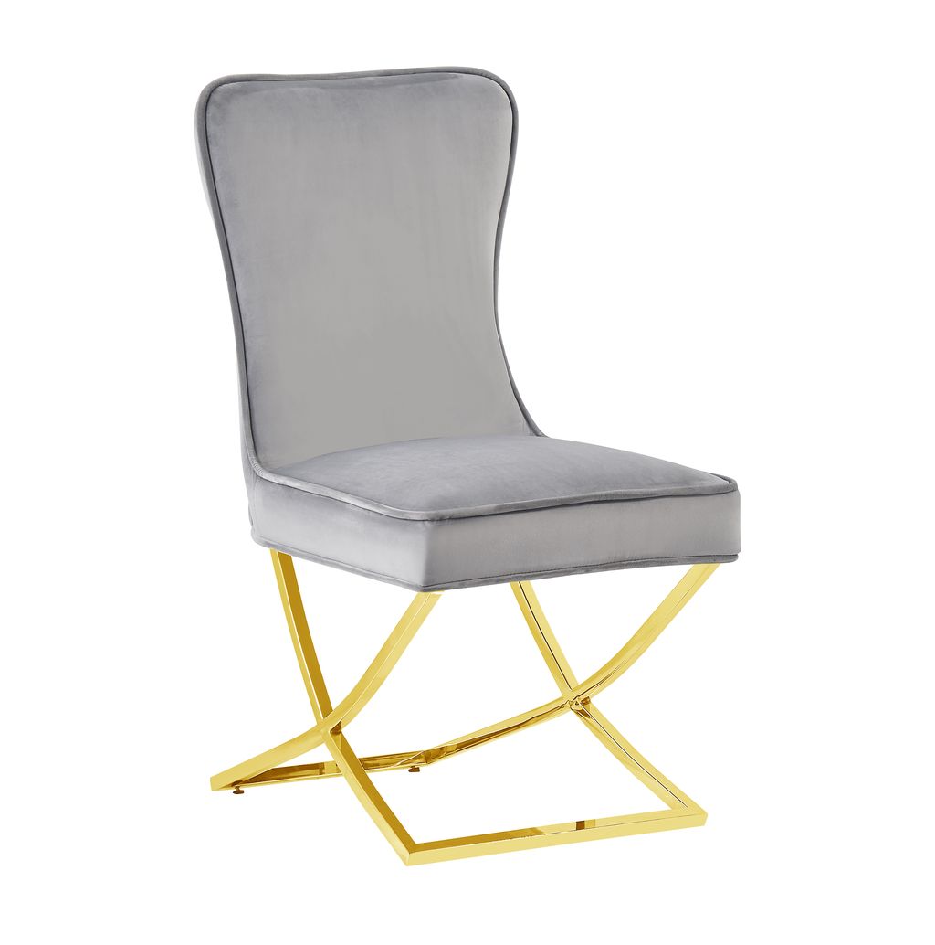 Lot de chaises GABRIELLE Gold Velours Capitonné #couleur_gris
