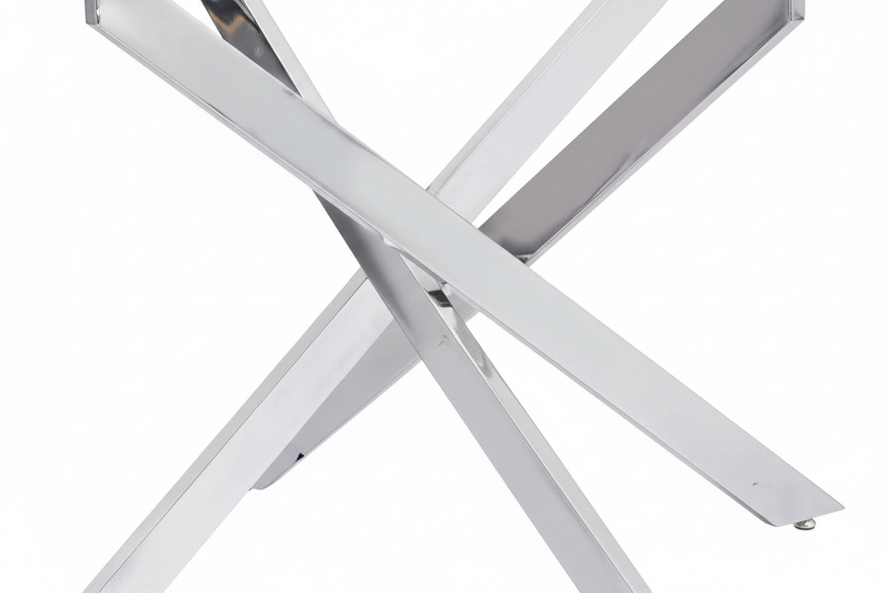 Table repas verre trempé transparent chrome 180x90x75 cm JESSICA XXL