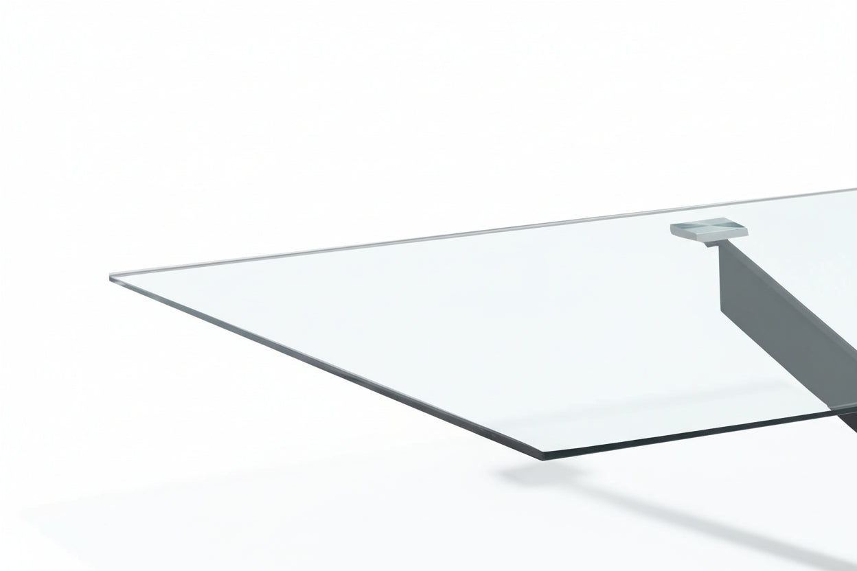 Table à manger verre trempé métal noir 180x90 cm JESSICA XXL