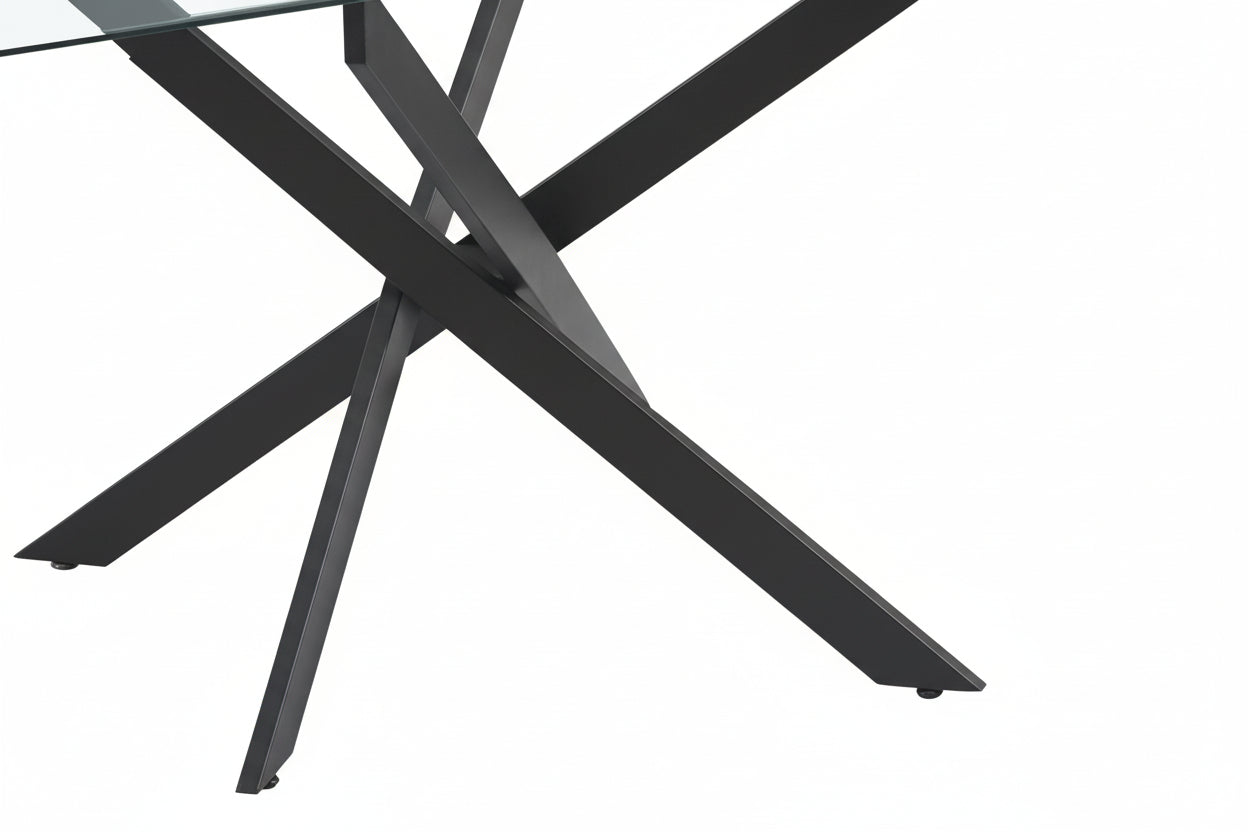 Table à manger verre trempé métal noir 180x90 cm JESSICA XXL
