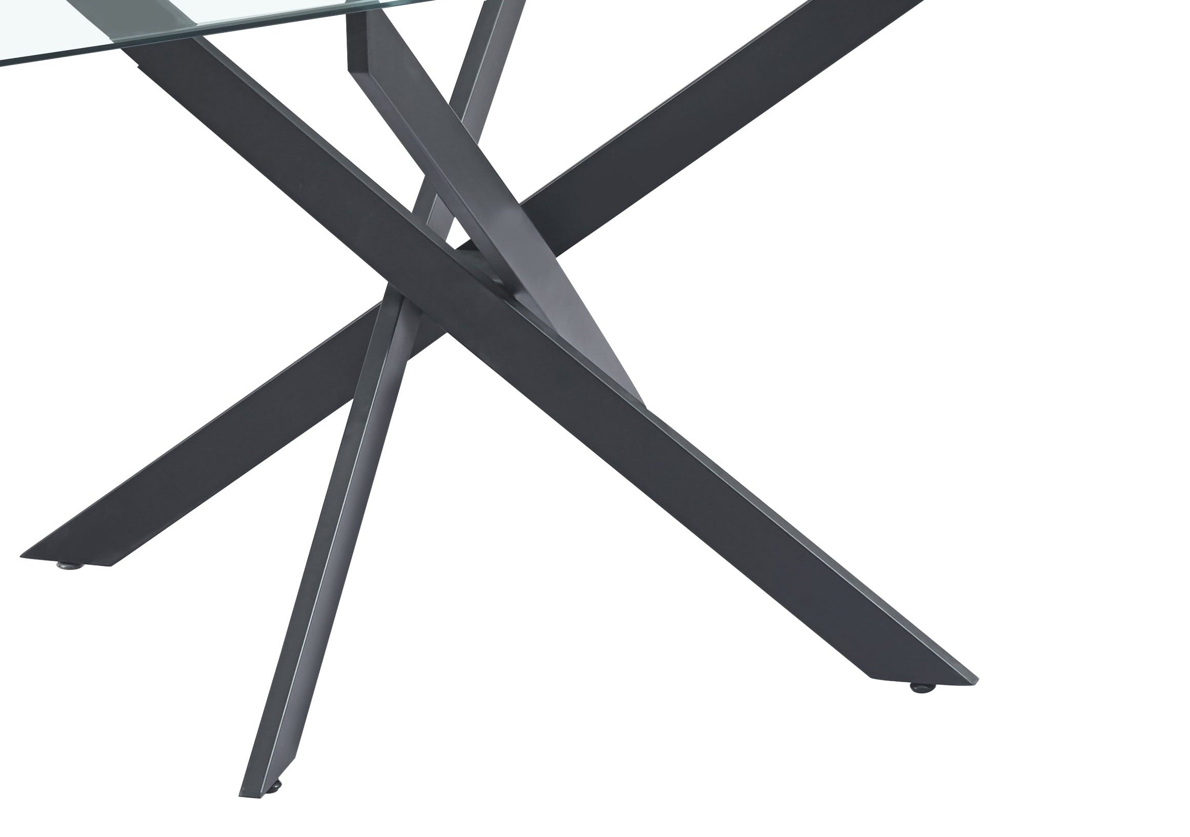 Table Repas JESSICA XXL Métal noir et plateau en verre MARBRE NOIR 180 cm 6 à 8 couverts Transparent