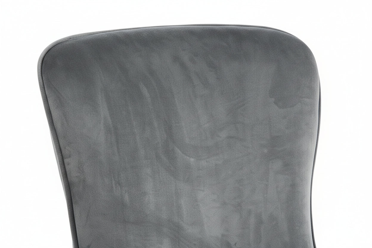Lot 4 Chaises Salle à Manger Gabrielle Velours Anthracite Capitonné Pieds Gold
