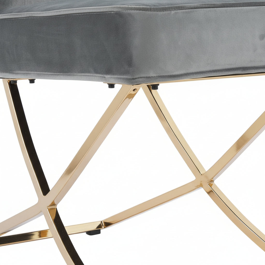 Lot 4 Chaises Salle à Manger Gabrielle Velours Anthracite Capitonné Pieds Gold
