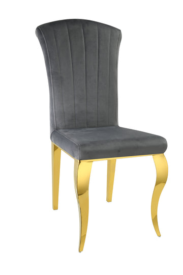 Lot de Chaises baroque LOUIS Gold Velours #couleur_anthracite