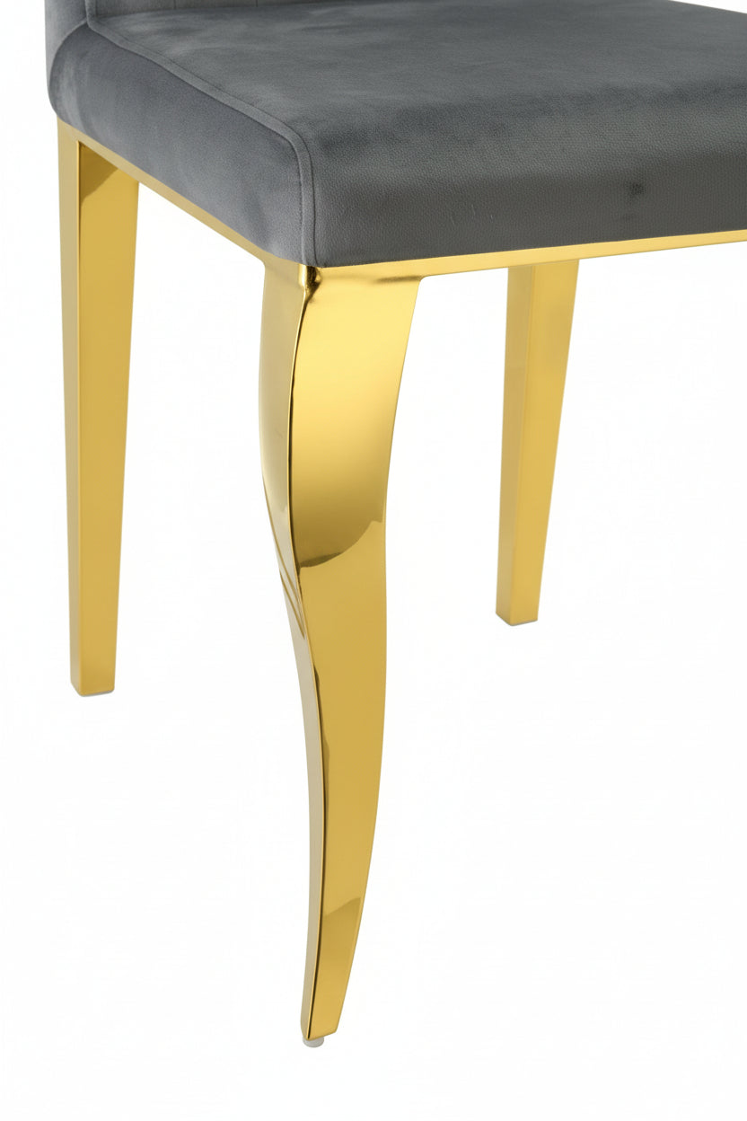 Lot de 6 Chaises baroque LOUIS Gold Velours Anthracite