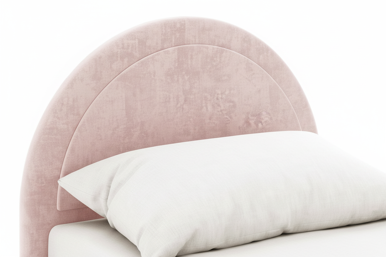 Lit enfant 90x190 cm tissu rose sommier inclus BOUDOIR