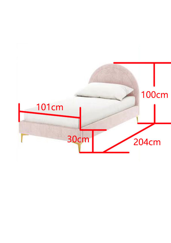 Lit enfant 90x190 cm tissu rose sommier inclus BOUDOIR
