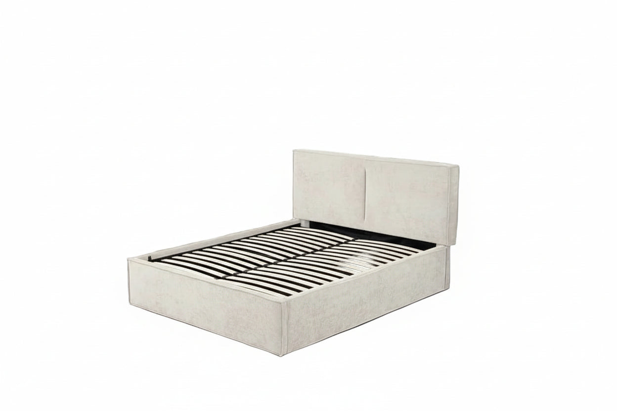 LIT DOUBLE COFFRE OLIVIA CHENILLE BEIGE 180X200CM
