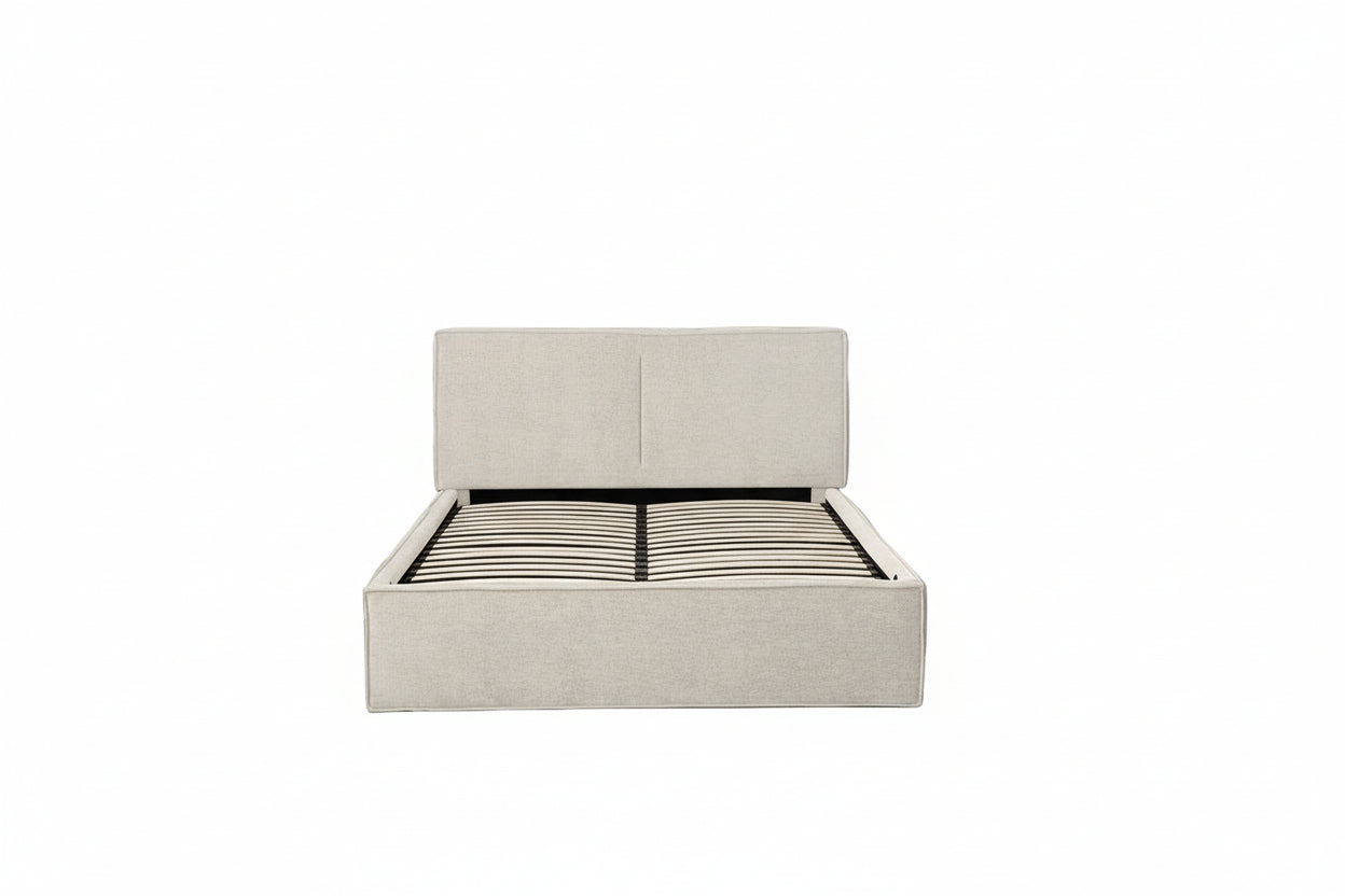 LIT DOUBLE COFFRE OLIVIA CHENILLE BEIGE 180X200CM