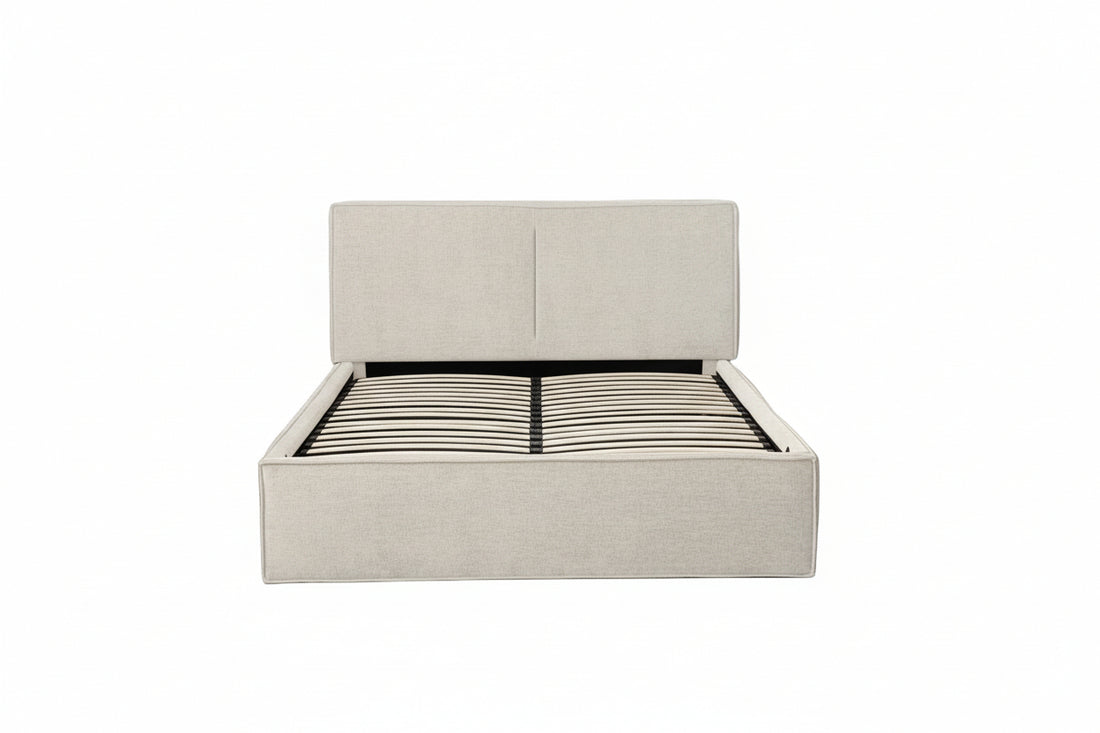 LIT DOUBLE COFFRE OLIVIA CHENILLE BEIGE 160X200CM