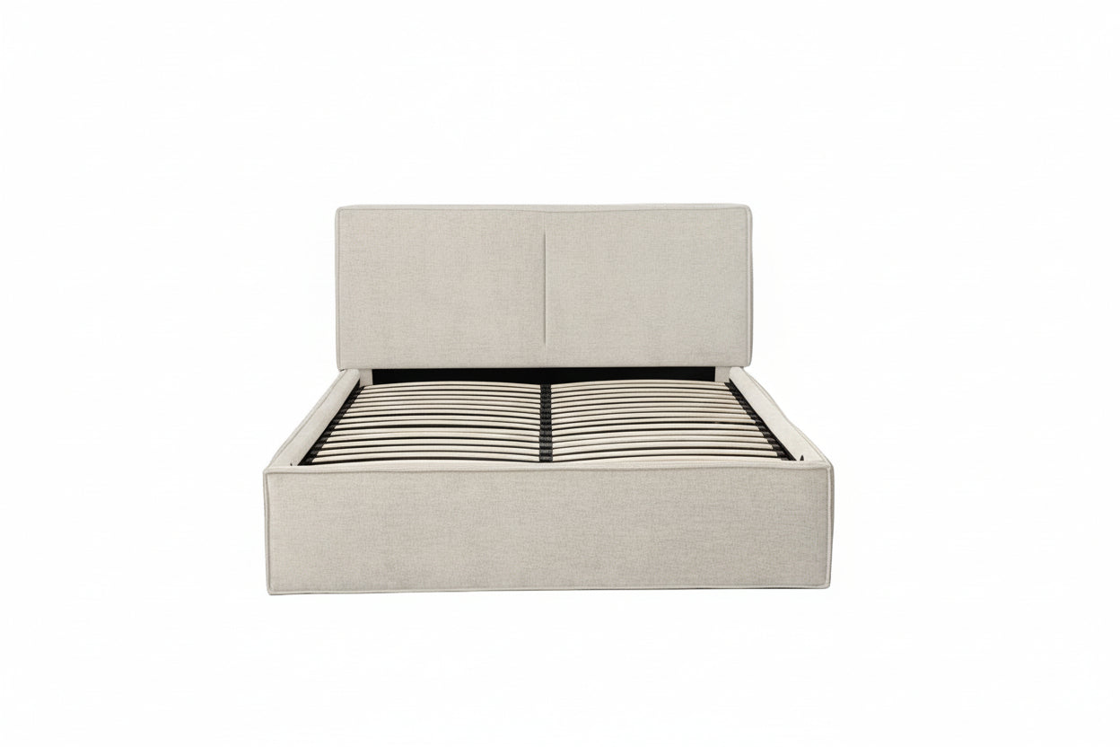 LIT DOUBLE COFFRE OLIVIA CHENILLE BEIGE 160X200CM