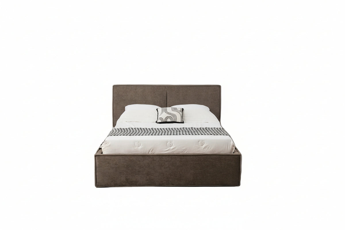LIT DOUBLE COFFRE OLIVIA CHENILLE MOKA 140X190CM