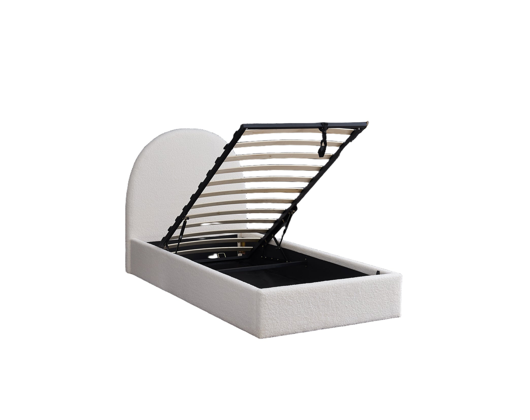 Lit Coffre VALENTINA en LAINE BOUCLEE – 90x190 cm – Design Moderne avec Rangement Intégré