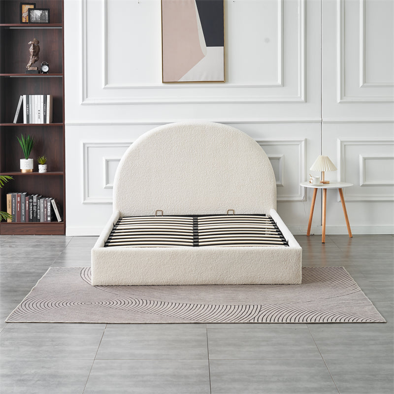 Lit Coffre VALENTINA 160x200 cm Doudou Blanc avec rangement intégré