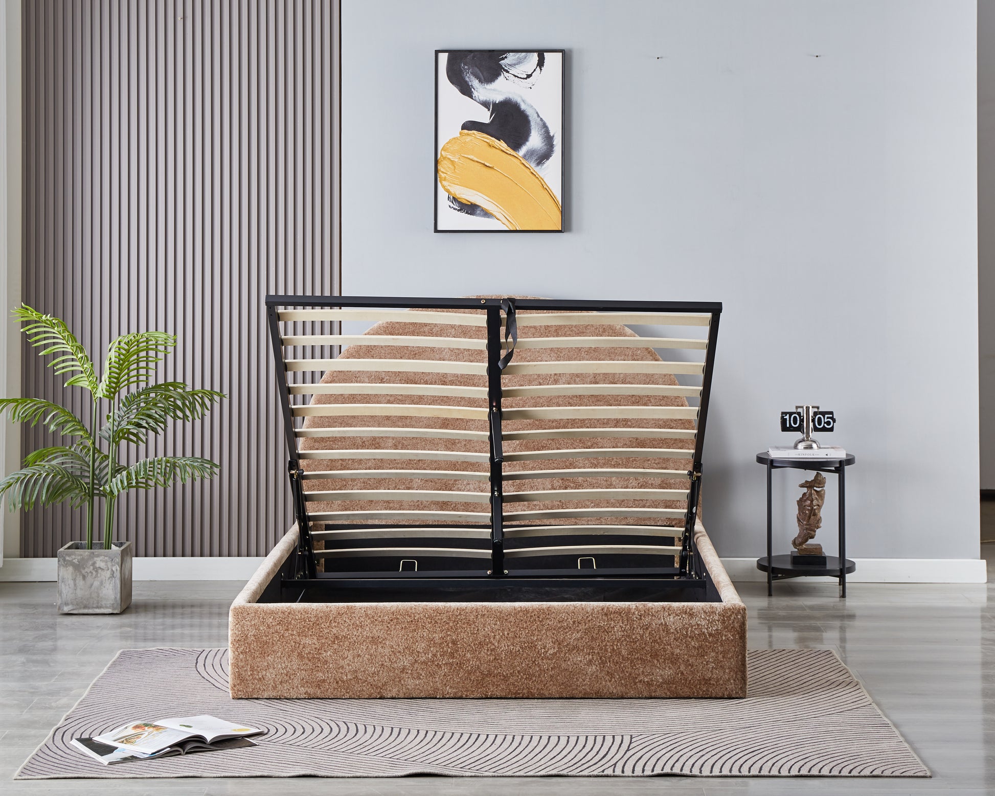 Lit Double Coffre Polaire Moka 140x190 cm #couleur_moka