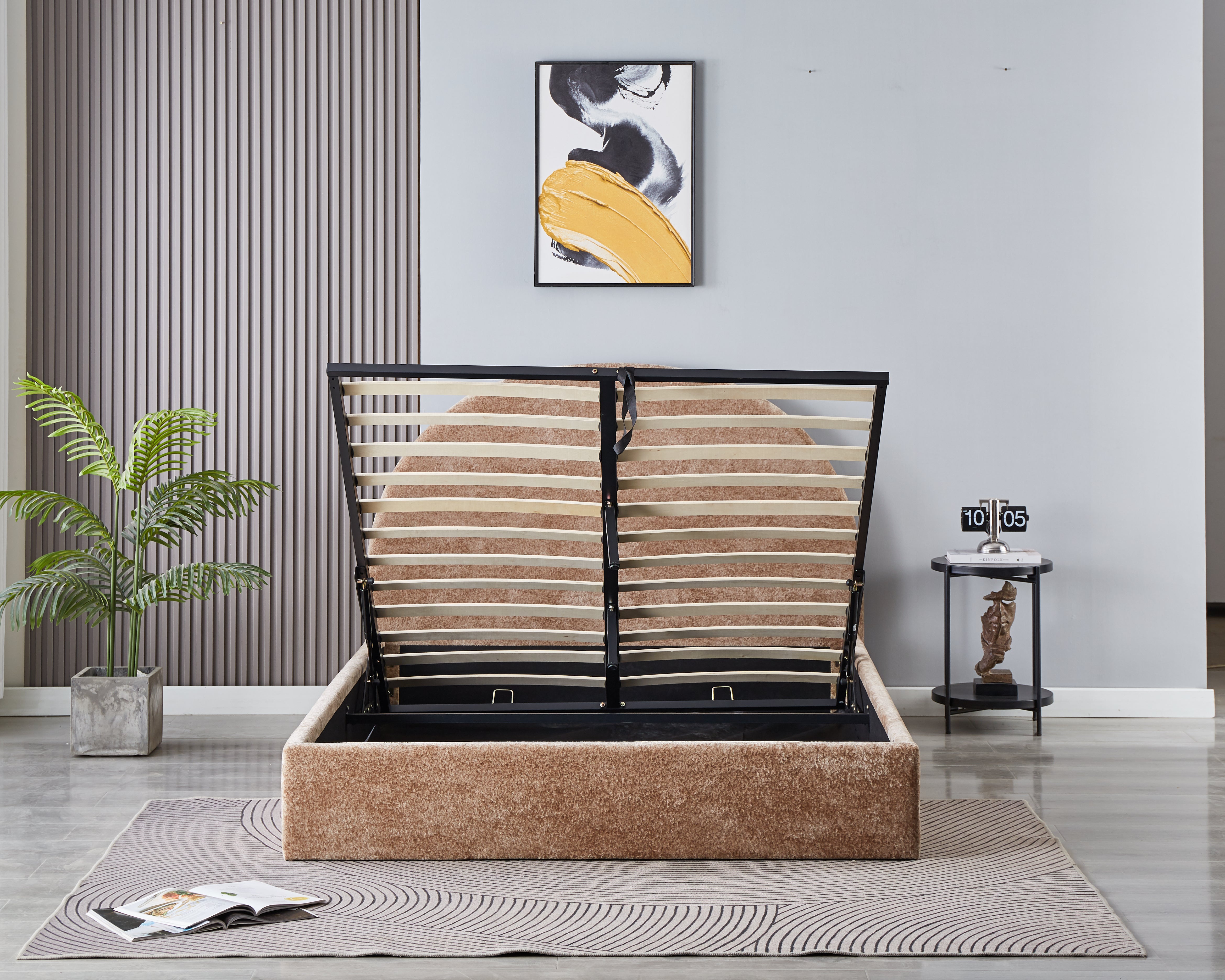 Lit Double Coffre Polaire Moka 140x190 cm #couleur_moka