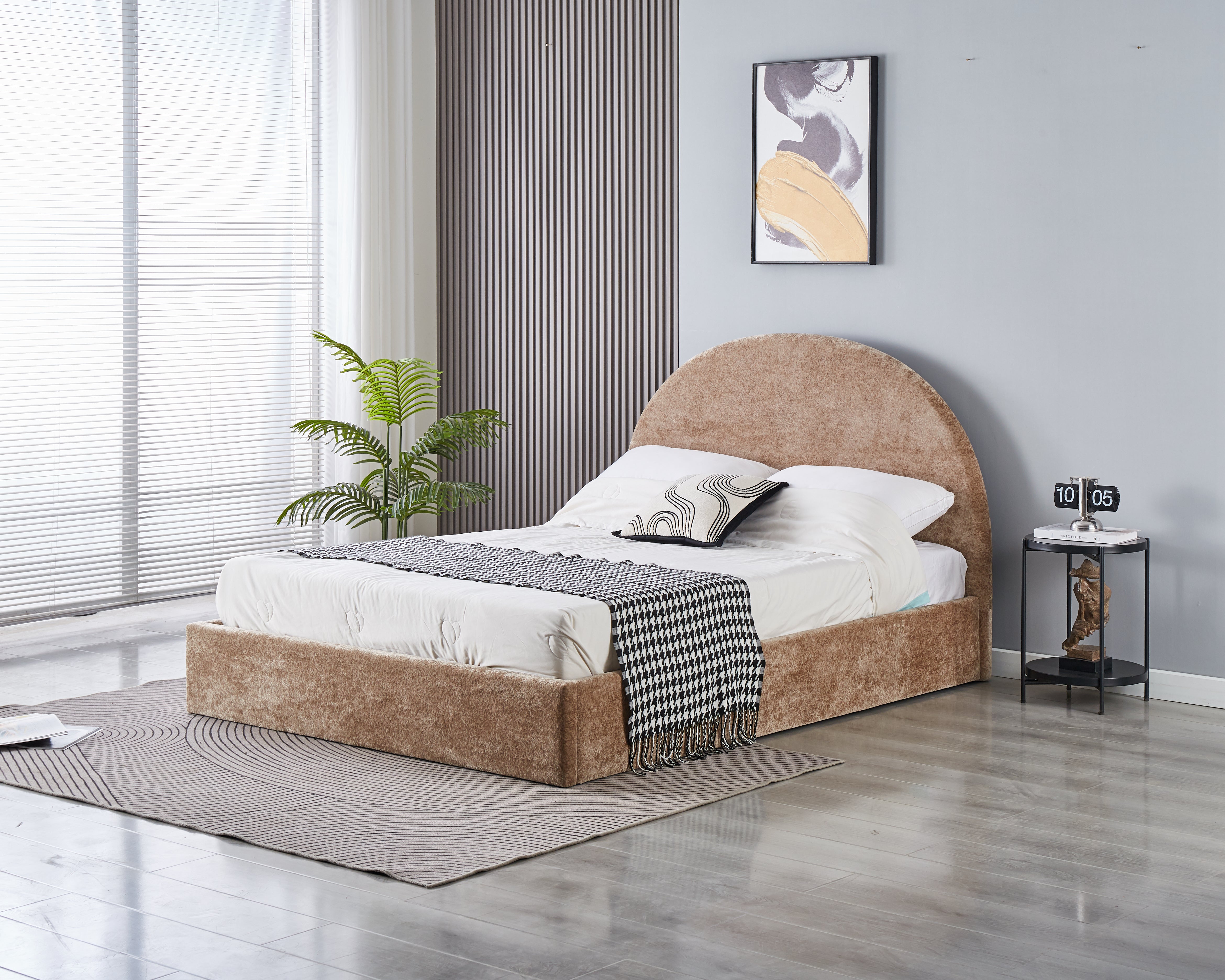 Lit Double Coffre Polaire Moka 140x190 cm #couleur_moka