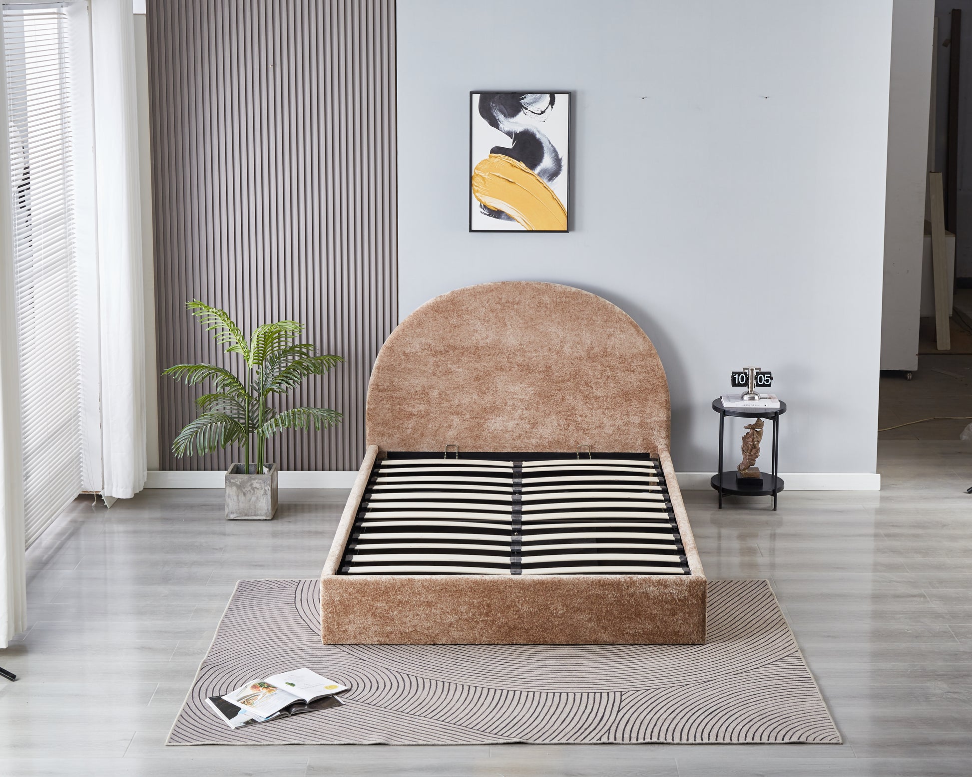 Lit Double Coffre Polaire Moka 140x190 cm #couleur_moka