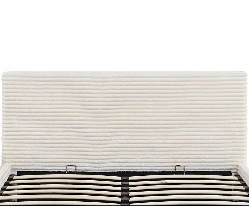 Lit Coffre MAIA  160x200cm Velours Côtelé Écru avec Sommier