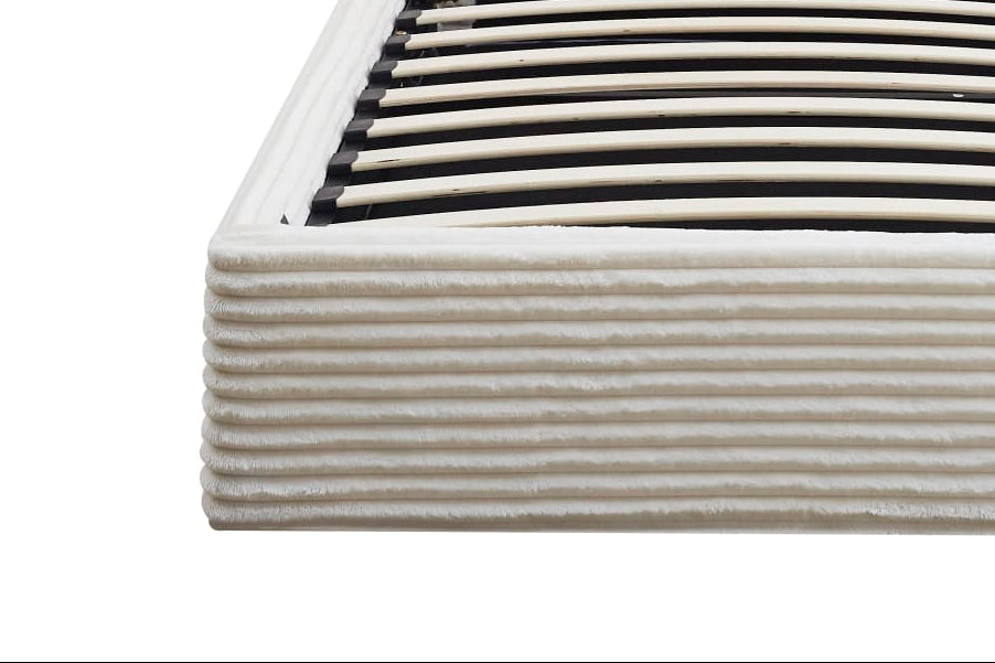 Lit Coffre MAIA 90x190cm Velours Côtelé Écru avec Sommier