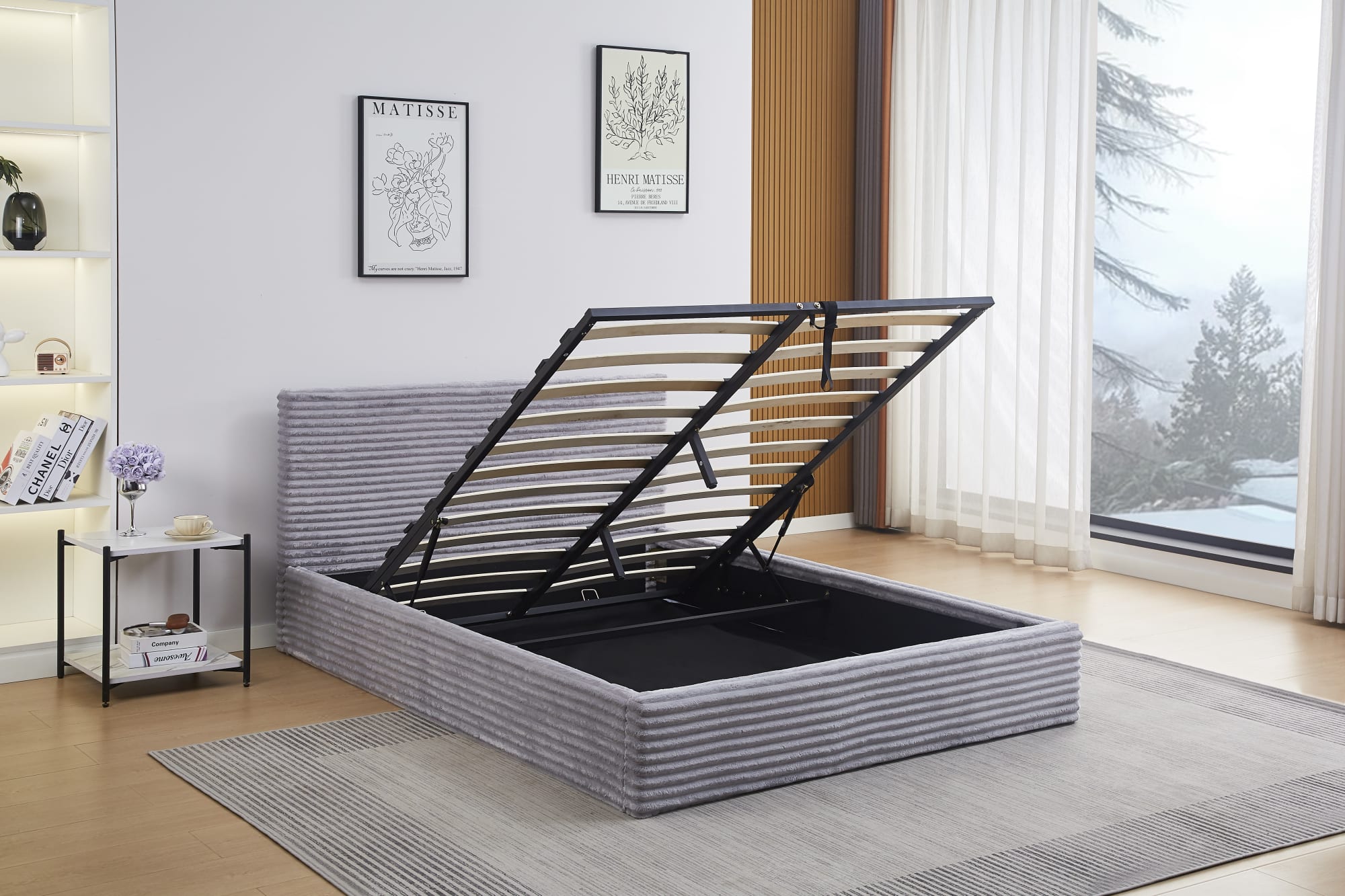 LIT COFFRE MAIA COTELE GRIS 140x190cm