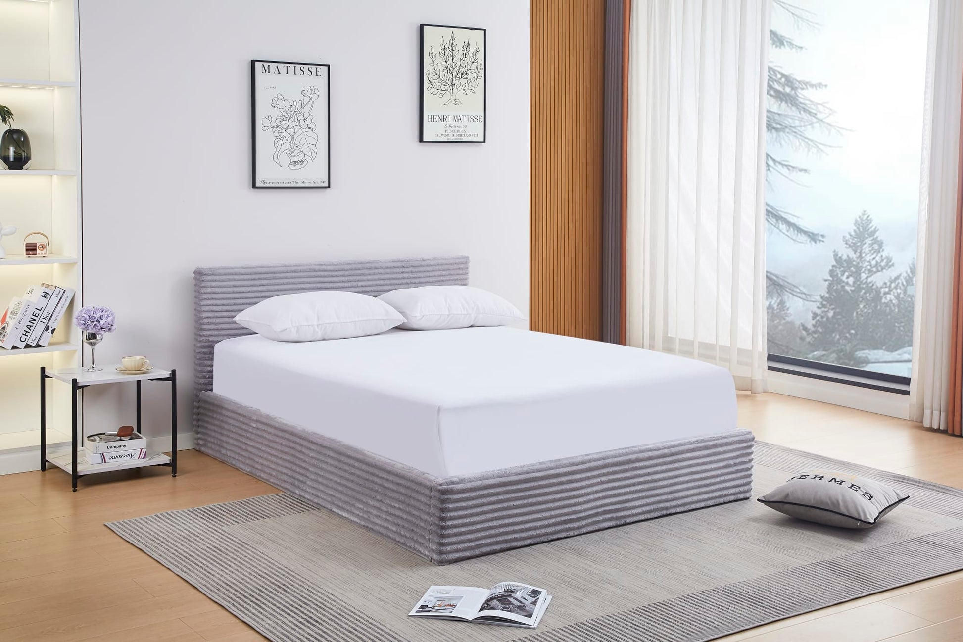 LIT COFFRE MAIA COTELE GRIS 140x190cm