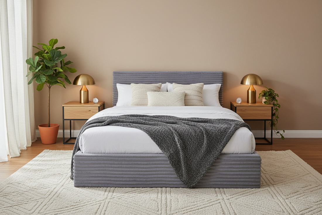 LIT COFFRE MAIA COTELE GRIS 140x190cm