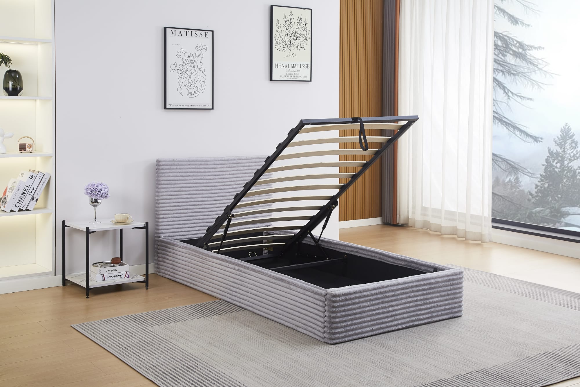 LIT COFFRE MAIA COTELE GRIS 90x190cm
