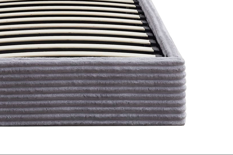 Lit Coffre MAIA 90x190cm Côtelé Gris avec Sommier