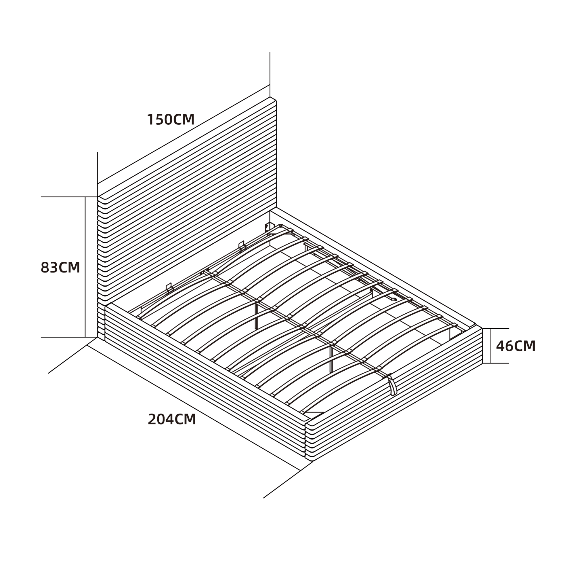 LIT COFFRE MAIA COTELE GRIS 140x190cm
