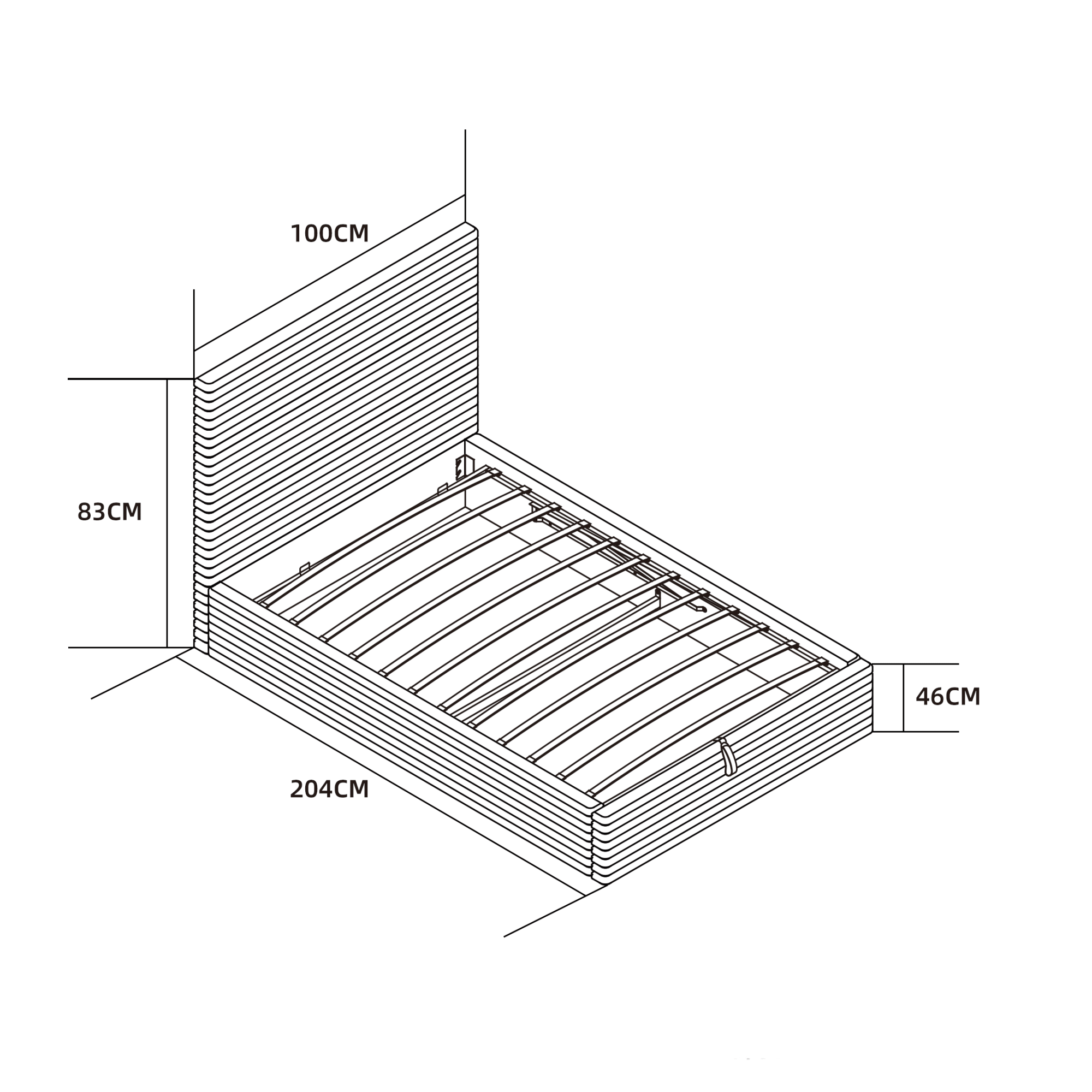 LIT COFFRE MAIA COTELE GRIS 90x190cm