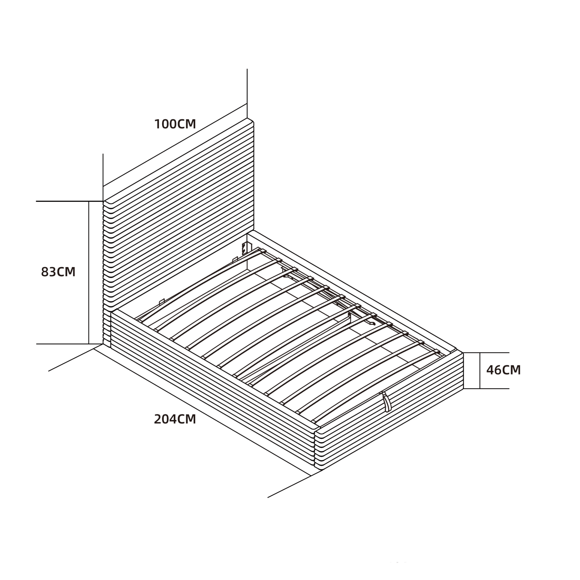 LIT COFFRE MAIA COTELE GRIS 90x190cm