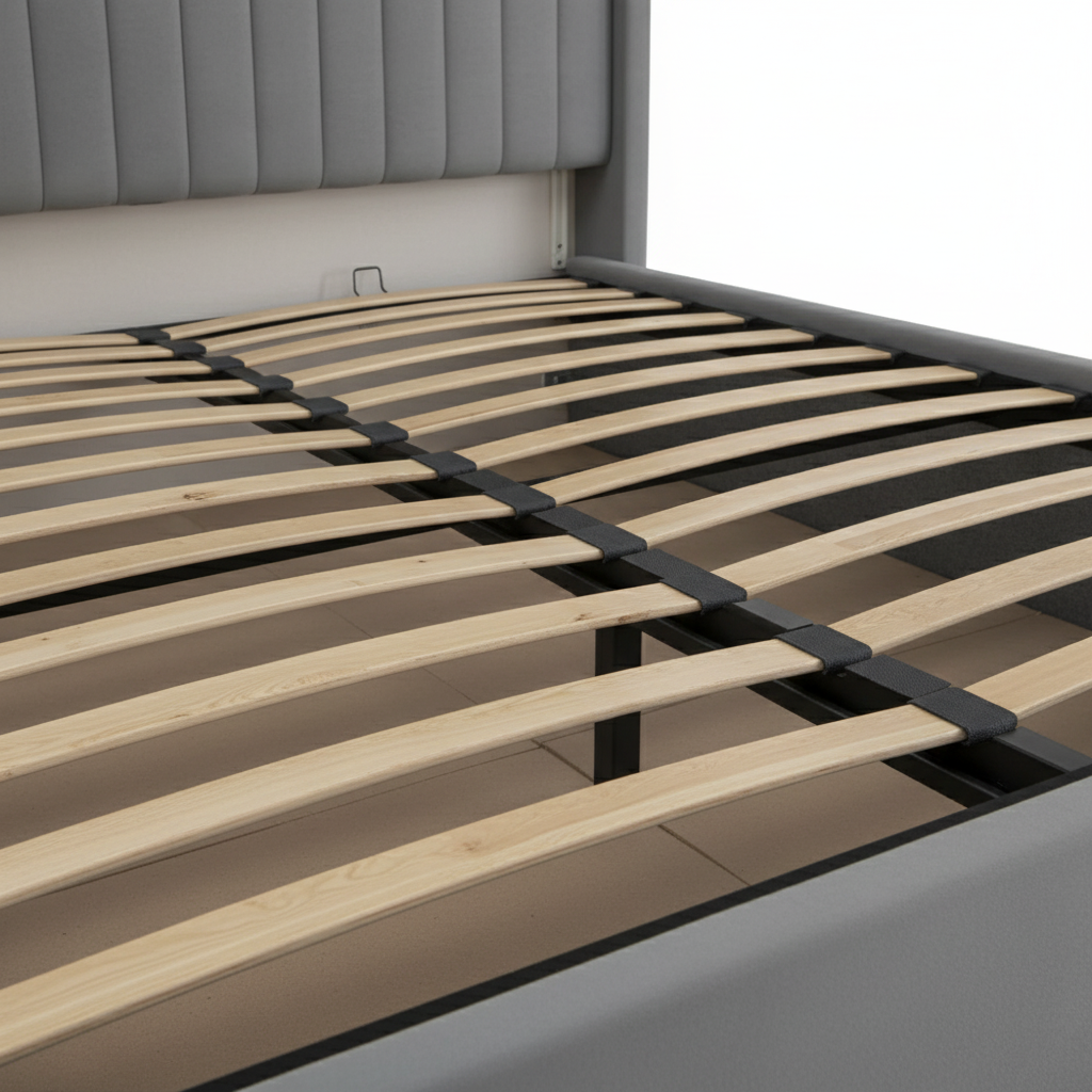 LIT COFFRE CAMILLE en velours GRIS 160X200CM